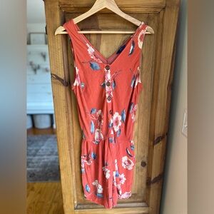 Apt. 9 Coral Floral V-Neck Romper